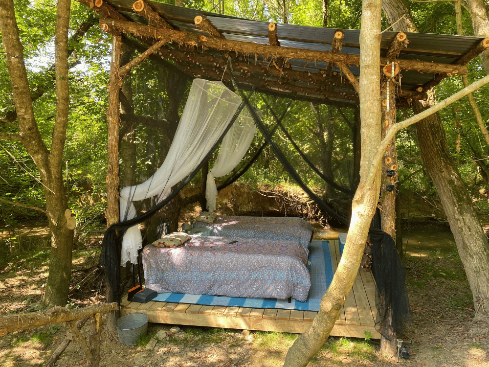 The setup at Otter Beach Treehouse sleep by the creek treehouse greeneville tn